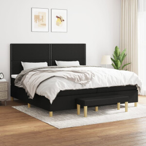vidaXL Boxspring met matras stof zwart 200x200 cm