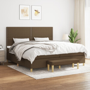 vidaXL Boxspring met matras stof donkerbruin 200x200 cm