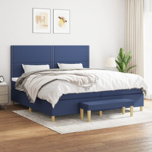 vidaXL Boxspring met matras stof blauw 200x200 cm