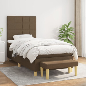 vidaXL Boxspring met matras stof donkerbruin 80x200 cm