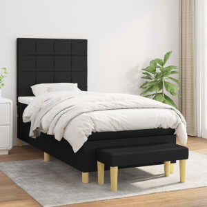 vidaXL Boxspring met matras stof zwart 90x190 cm