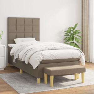 vidaXL Boxspring met matras stof taupe 90x190 cm
