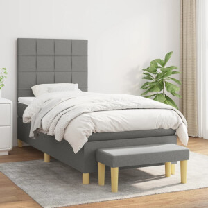vidaXL Boxspring met matras stof donkergrijs 100x200 cm