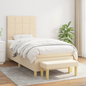 vidaXL Boxspring met matras stof crèmekleurig 100x200 cm