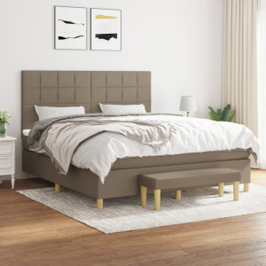vidaXL Boxspring met matras stof taupe 160x200 cm
