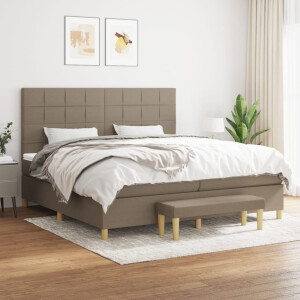 vidaXL Boxspring met matras stof taupe 200x200 cm