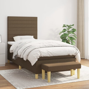 vidaXL Boxspring met matras stof donkerbruin 90x190 cm