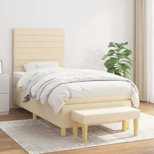 vidaXL Boxspring met matras stof crèmekleurig 90x190 cm