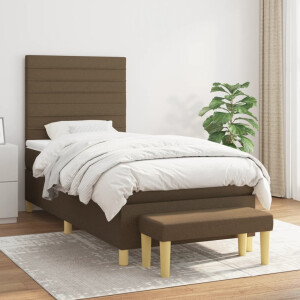 vidaXL Boxspring met matras stof donkerbruin 90x200 cm