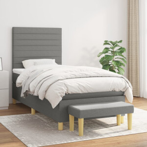 vidaXL Boxspring met matras stof donkergrijs 100x200 cm