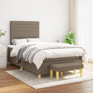 vidaXL Boxspring met matras stof taupe 120x200 cm