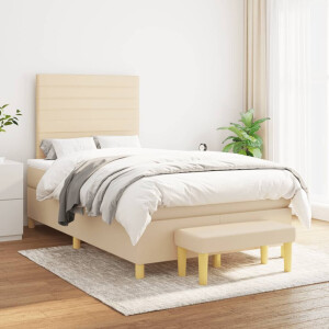 vidaXL Boxspring met matras stof crèmekleurig 120x200 cm