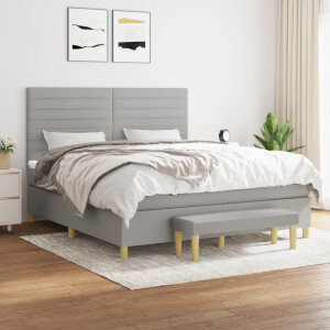 vidaXL Boxspring met matras stof lichtgrijs 160x200 cm