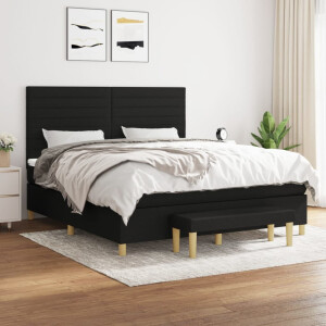 vidaXL Boxspring met matras stof zwart 180x200 cm