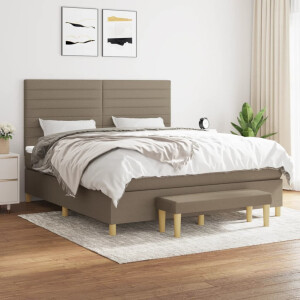 vidaXL Boxspring met matras stof taupe 180x200 cm