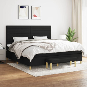 vidaXL Boxspring met matras stof zwart 200x200 cm
