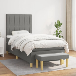 vidaXL Boxspring met matras stof donkergrijs 80x200 cm