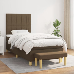 vidaXL Boxspring met matras stof donkerbruin 90x190 cm