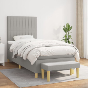 vidaXL Boxspring met matras stof lichtgrijs 100x200 cm