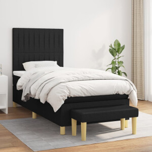 vidaXL Boxspring met matras stof zwart 100x200 cm