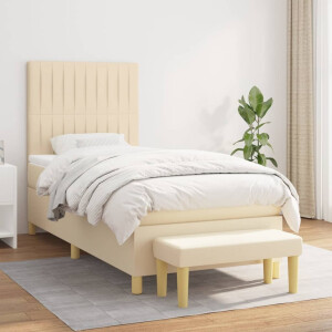 vidaXL Boxspring met matras stof crèmekleurig 100x200 cm