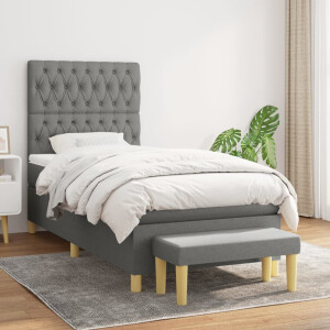 vidaXL Boxspring met matras stof donkergrijs 100x200 cm
