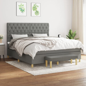 vidaXL Boxspring met matras stof donkergrijs 160x200 cm