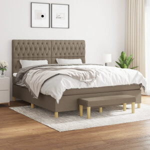 vidaXL Boxspring met matras stof taupe 180x200 cm