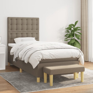 vidaXL Boxspring met matras stof taupe 80x200 cm