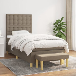 vidaXL Boxspring met matras stof taupe 90x190 cm