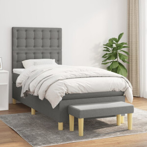 vidaXL Boxspring met matras stof donkergrijs 100x200 cm