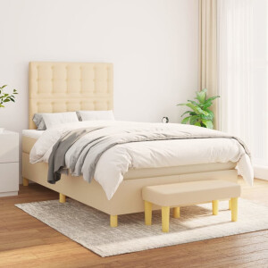 vidaXL Boxspring met matras stof crèmekleurig 120x200 cm