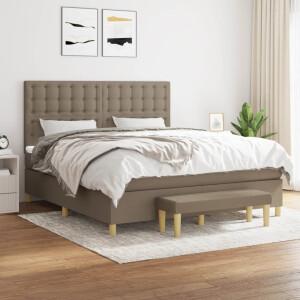 vidaXL Boxspring met matras stof taupe 180x200 cm
