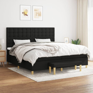 vidaXL Boxspring met matras stof zwart 200x200 cm