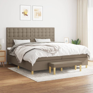 vidaXL Boxspring met matras stof taupe 200x200 cm