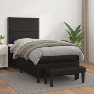 vidaXL Boxspring met matras kunstleer zwart 100x200 cm