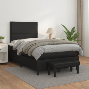 vidaXL Boxspring met matras kunstleer zwart 120x200 cm