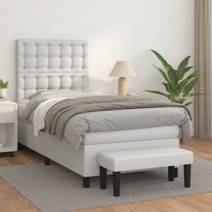 vidaXL Boxspring met matras kunstleer wit 80x200 cm