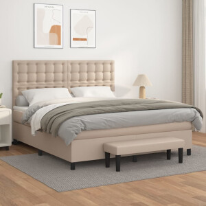 vidaXL Boxspring met matras kunstleer cappuccinokleurig 160x200 cm