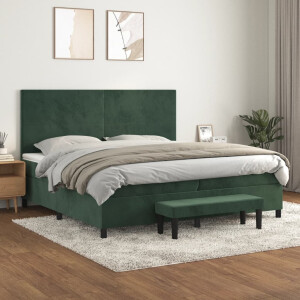 vidaXL Boxspring met matras fluweel donkergroen 200x200 cm