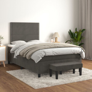 vidaXL Boxspring met matras fluweel donkergrijs 120x200 cm