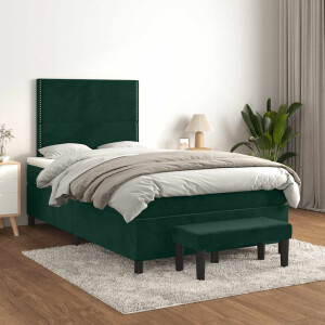 vidaXL Boxspring met matras fluweel donkergroen 120x200 cm