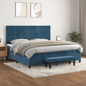 vidaXL Boxspring met matras fluweel donkerblauw 200x200 cm