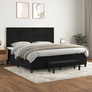 vidaXL Boxspring met matras fluweel zwart 200x200 cm