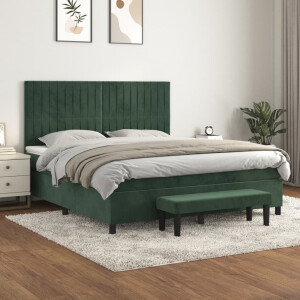 vidaXL Boxspring met matras fluweel donkergroen 160x200 cm