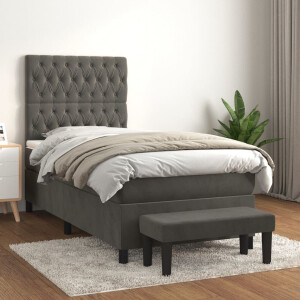 vidaXL Boxspring met matras fluweel donkergrijs 80x200 cm