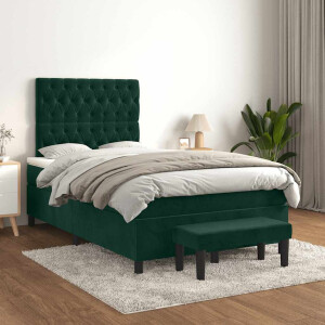 vidaXL Boxspring met matras fluweel donkergroen 120x200 cm