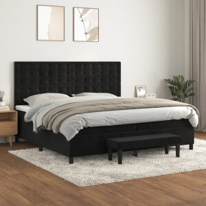 vidaXL Boxspring met matras fluweel zwart 200x200 cm