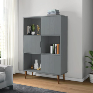 vidaXL Boekenkast MOLDE 90x35x133,5 cm massief grenenhout grijs