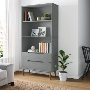 vidaXL Boekenkast MOLDE 85x35x170,5 cm massief grenenhout grijs